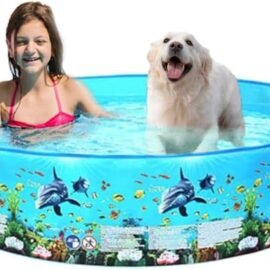 Portable Swimming Pools for Kids Toddlers, Large Dogs Cats and Puppy Bathing Tub Collapsible Kiddie Pool, Quick Pop Up Foldable Wadding Snapset Pool